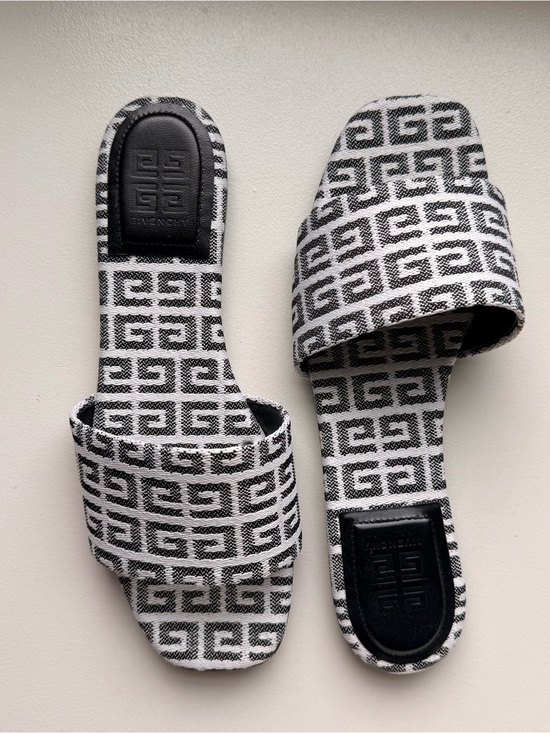 Givenchy Shoes - Givenchy Black & White Monogram Slide Sandals